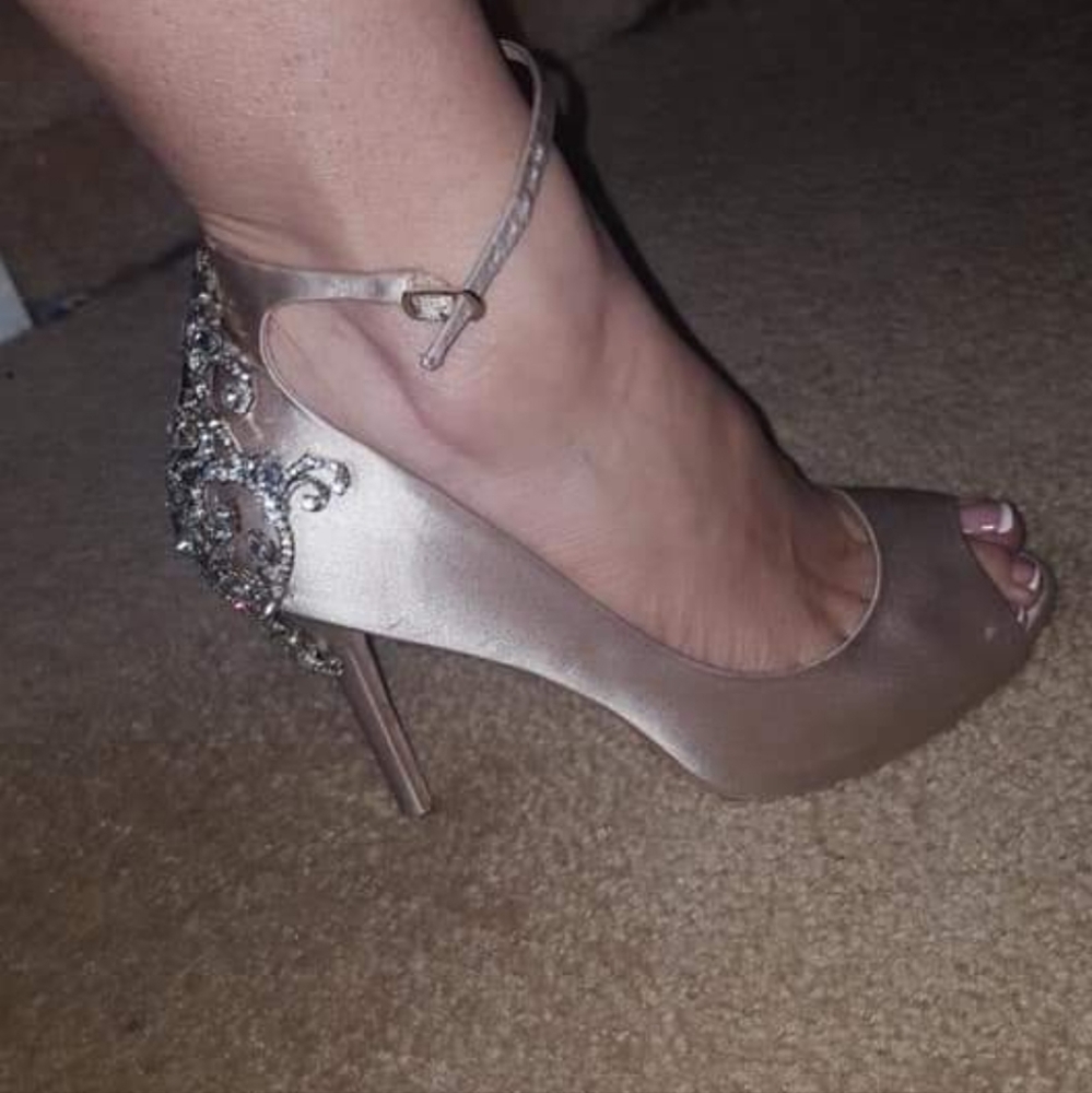 Off white  rhinestone wedding heels